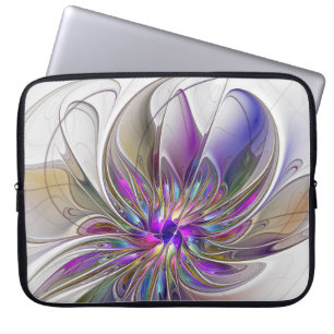 Kraftfull, färglös Abstrakt Fractal Art Flower Laptop Fodral