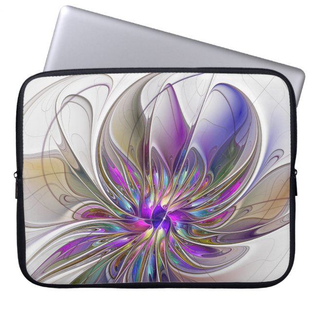 Kraftfull, färglös Abstrakt Fractal Art Flower Laptop Fodral (Framsidan)