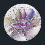 Kraftfull, färglös Abstrakt Fractal Art Flower Magnet<br><div class="desc">En kraftfull fantasi med flera färger,  en unik fractal blommigt. Utformning för din unika dekorativa runda magnet med mera.</div>