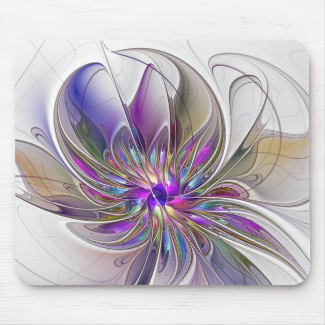 Kraftfull, färglös Abstrakt Fractal Art Flower Musmatta (Framsidan)
