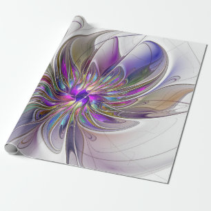 Kraftfull, färglös Abstrakt Fractal Art Flower Presentpapper