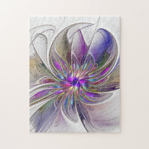 Kraftfull, färglös Abstrakt Fractal Art Flower Pussel