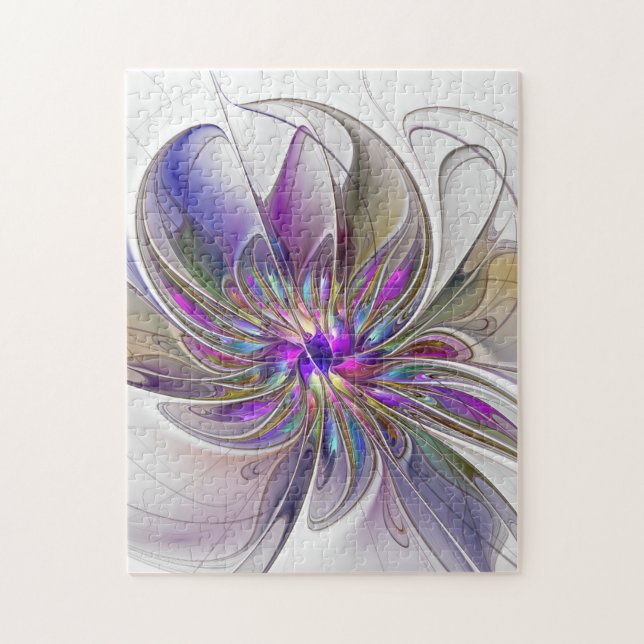 Kraftfull, färglös Abstrakt Fractal Art Flower Pussel (Vertikal)