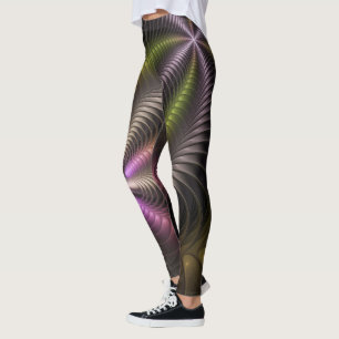 Kraftfull färglös Abstrakt Fractal Art Leggings