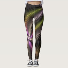 Kraftfull färglös Abstrakt Fractal Art Leggings