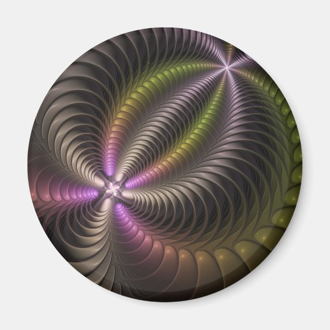 Kraftfull färglös Abstrakt Fractal Art Magnet (Framsidan)