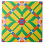 Kraftfull festival-inspirerad Art Tile - 6"x6" Kakelplatta<br><div class="desc">Med den här häpnadsväckande keramiska plattan på 6 tum x 6 tum lägger du till en brännpunkt av färg och energi till ditt hem. Den har en skarp, sömlös mönster som skapas av Ipsita Roy. Med en glatt palett med guldfärgad gult, rik grönt, korallrött och mjuk rosa ger denna djärva...</div>