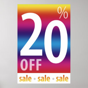 Kraftfull försäljningsskylt på 20 % Färgstark Poster