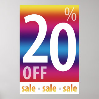 Kraftfull försäljningsskylt på 20 % | Färgstark Poster