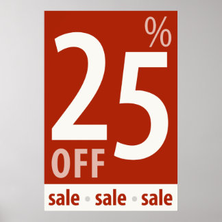 Kraftfull försäljningsskylt på 25 % - poster i det