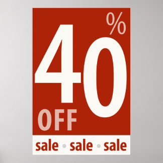 Kraftfull försäljningsskylt på 40 % - poster i det