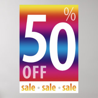 Kraftfull försäljningsskylt på 50 % | Färgstark Poster