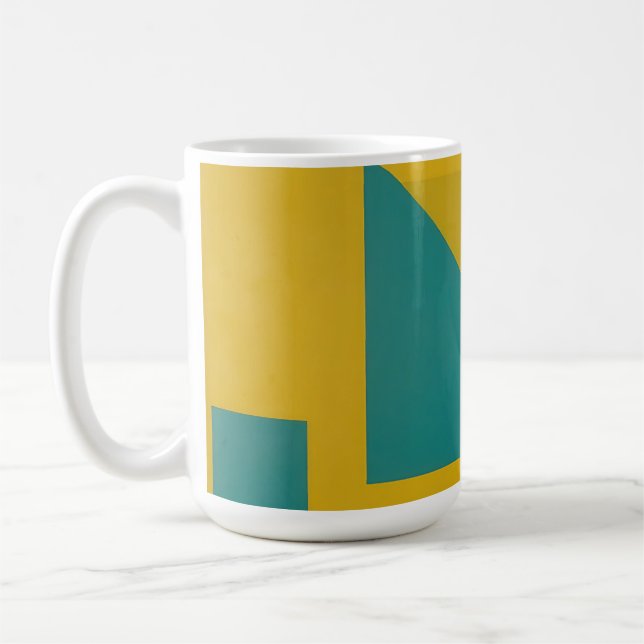 Kraftfull geometrisk abstrakt gul turkos kaffemugg (Vänster)