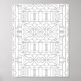 Kraftfull geometrisk Deco-plattforms linjekonst de Poster