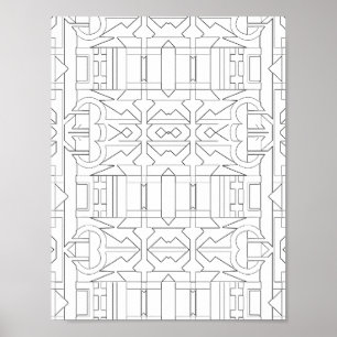 Kraftfull geometrisk Deco-plattforms linjekonst de Poster
