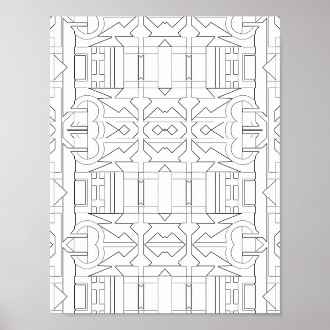 Kraftfull geometrisk Deco-plattforms linjekonst de Poster (Framsidan)