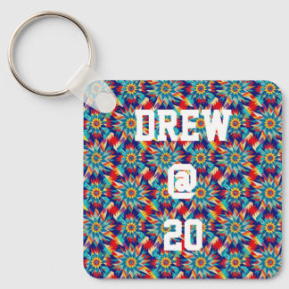 Kraftfull geometrisk trippelfärgad multifärgad ene nyckelring