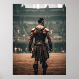 Kraftfull Gladiator på den antika arenan - inspiri Poster