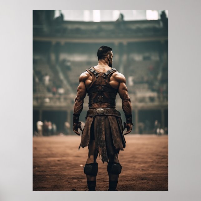 Kraftfull Gladiator på den antika arenan - inspiri Poster (Framsidan)