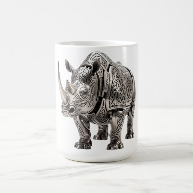Kraftfull keltisk silver noshörning med invecklad  kaffemugg (Center)