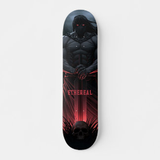 Kraftfull krigare med svärd och skalle Fantasy Mini Skateboard Bräda 18,5 Cm