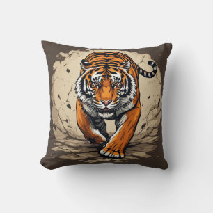 Kraftfull laddande tiger kudde