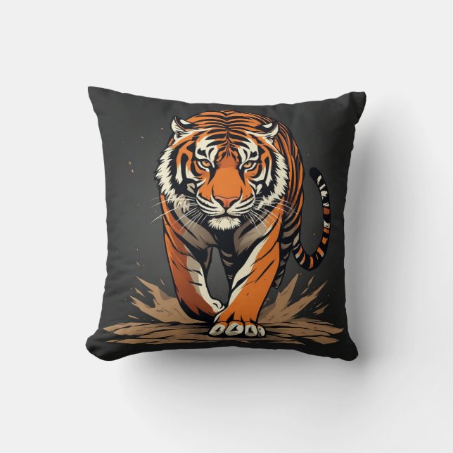 Kraftfull laddande tiger kudde (Framsida)