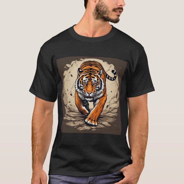 Kraftfull laddande tiger t shirt (Framsida)