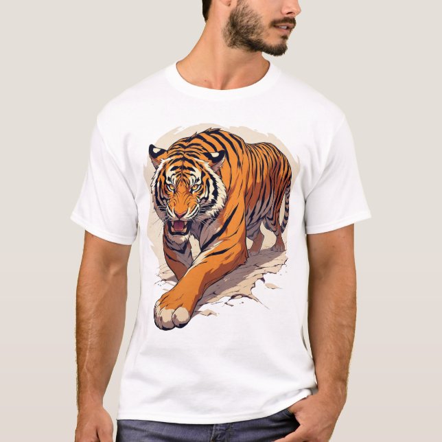 Kraftfull laddande tiger t shirt (Framsida)