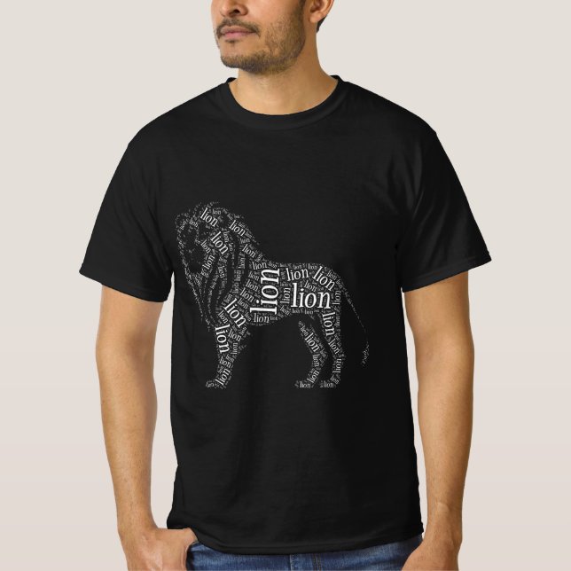 Kraftfull Lejon Typografi Design T-Shirt (Framsida)