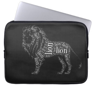 Kraftfull Lejon Typografi Design T-Shirt Laptop Fodral