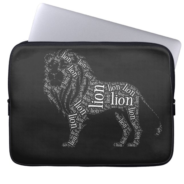Kraftfull Lejon Typografi Design T-Shirt Laptop Fodral (Framsidan)