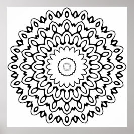Kraftfull Mandala med krusande kronblad och utstrå Poster