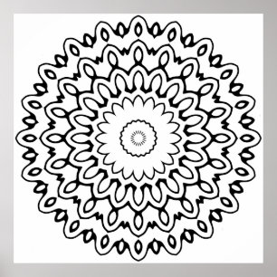 Kraftfull Mandala med krusande kronblad och utstrå Poster