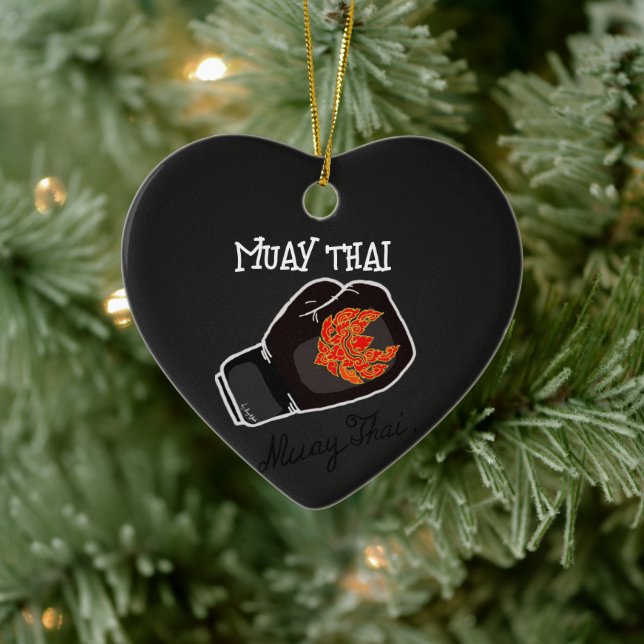 Kraftfull Muay Thai-krigare Grafik Julgransprydnad Keramik (Träd)