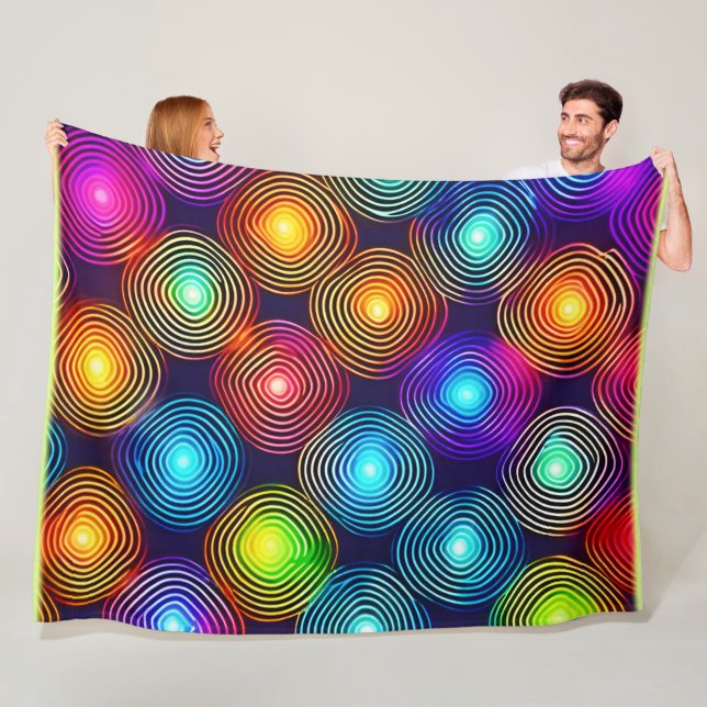 Kraftfull multifärgad Abstrakt Spiral Art Fleecefilt (På plats)