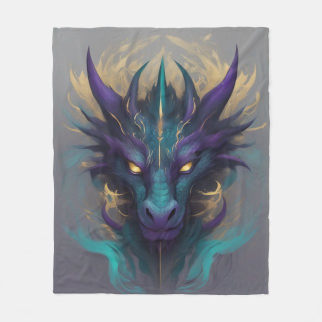 Kraftfull Mythical Dragon Head Fleecefilt (Framsidan)