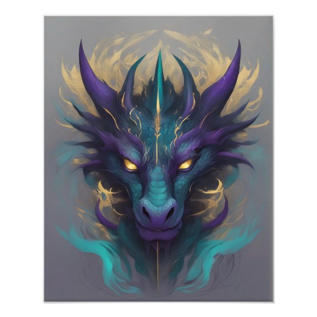 Kraftfull Mythical Dragon Head Fototryck (Framsidan)