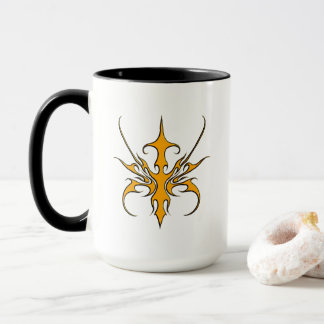 Kraftfull orange tribal linjearbetad illustration mugg