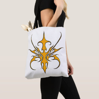 Kraftfull orange tribal linjearbetad illustration tygkasse