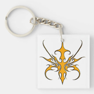Kraftfull orange tribal linjekonst illustration