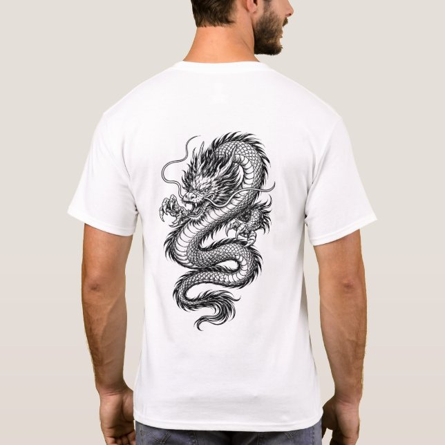 Kraftfull Östlig Drakillustration Tröja (Baksida)