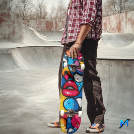Kraftfull Pop Art Låpmönster – Ikonisk Urban Stil Mini Skateboard Bräda 18,5 Cm