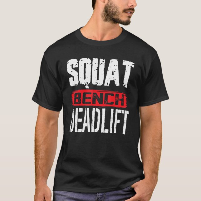 Kraftfull PowerLyft Weightli med fyrkantsbelysning T Shirt (Framsida)