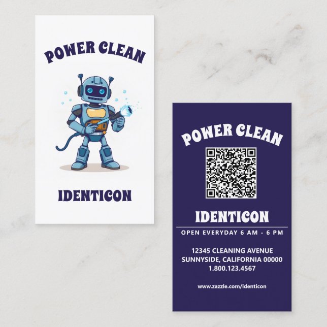 Kraftfull rengöring med QR-kod Visitkort (Fram/baksida)