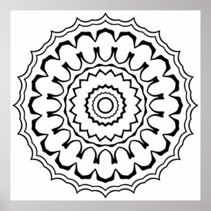Kraftfull ringmandala med räfflor och vågiga lager poster