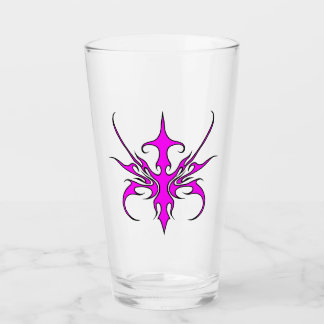 Kraftfull rosa och svart tribal linje konst illust glaskopp