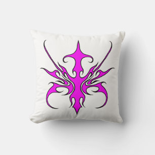 Kraftfull rosa och svart tribal linje konst illust kudde