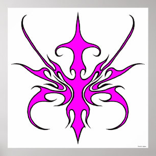Kraftfull rosa och svart tribal linje konst illust poster