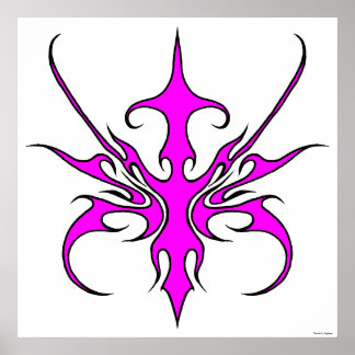 Kraftfull rosa och svart tribal linje konst illust poster